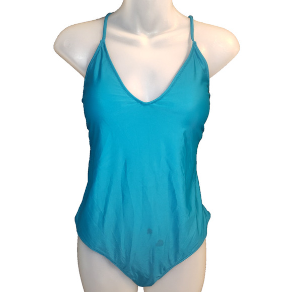 Ekouaer Other - Ekouaer Women’s Blue Teal V Neck Crisscross Style One Piece Swimsuit Size L BG23